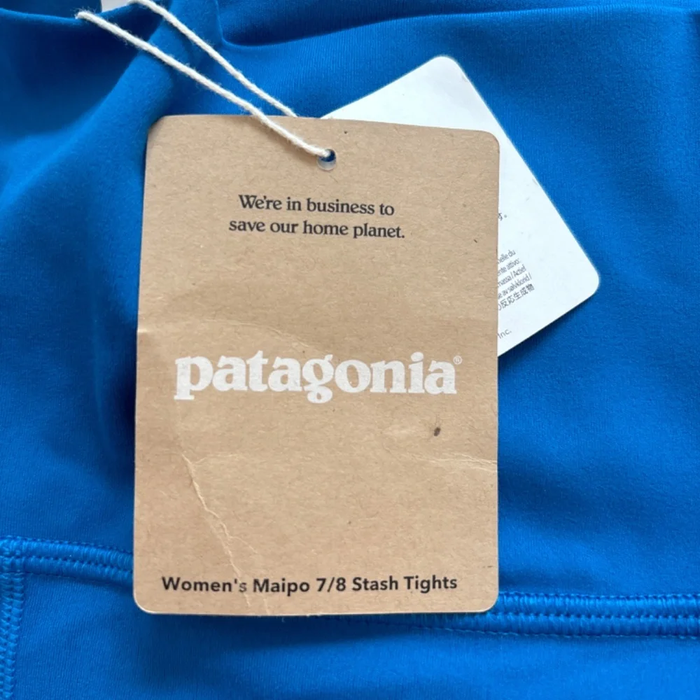 Patagonia Maipo 7/8 Stash Tights in Endless Blue Size XL. NWT